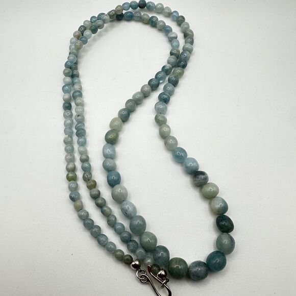 36" Jay King graduated aquamarine stone beaded necklace with 925 hook clasp! - Picture 2 of 13